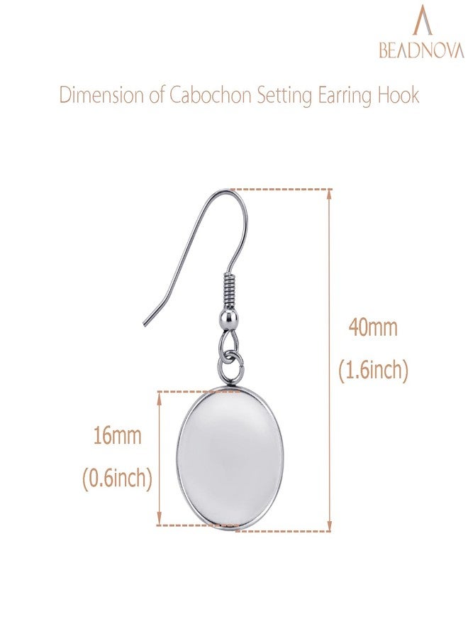 BEADNOVA Cabochon Setting Earring Hook 60pcs Blank Earring Bezel 16mm Stainless Steel Cabochon Setting Ear Wire Hook with Rubber Backs for Resin DIY Earwire Making (16mm, 60pcs) - Image 2
